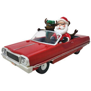 GEMMY Christmas Low Rider Red 64 Impala Car Hydros Santa Reindeer Animated Works